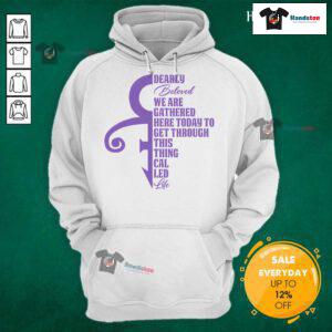 Good Dearly Beloved We Are Gathered Here Today To Get Through Hoodie in black, perfect for cozy gatherings and events.