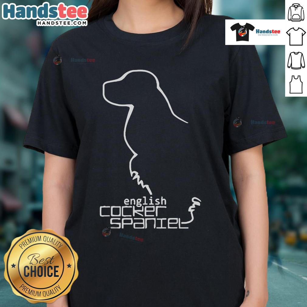 Good English Cocker Spaniel ladies tee featuring a cheerful dog design, perfect for dog lovers and casual wear.
