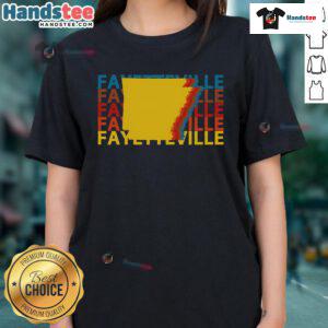 Vintage repeat ladies tee featuring 'Good Fayetteville Arkansas' design, perfect for casual wear and local pride.