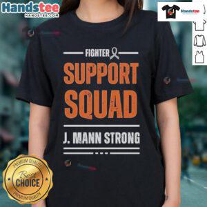 Strong ladies in 'Good Fighter Support Squad' tee showcase empowerment and unity in dynamic action pose.