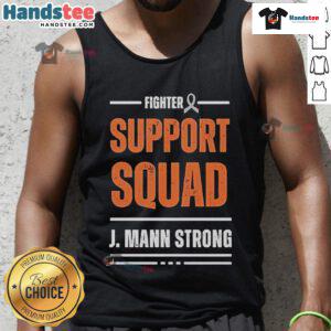 Good Fighter Support Squad J Mann Strong Tank Top featuring bold design and vibrant colors, perfect for active wear.