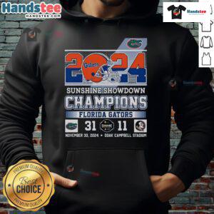 Good Florida Gators 2024 Sunshine Showdown Champions hoodie showcasing team pride and vibrant colors for fans.