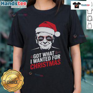 2024 President-themed ladies tee featuring 'Good Got What I Wanted for Christmas' design, perfect for festive celebrations.