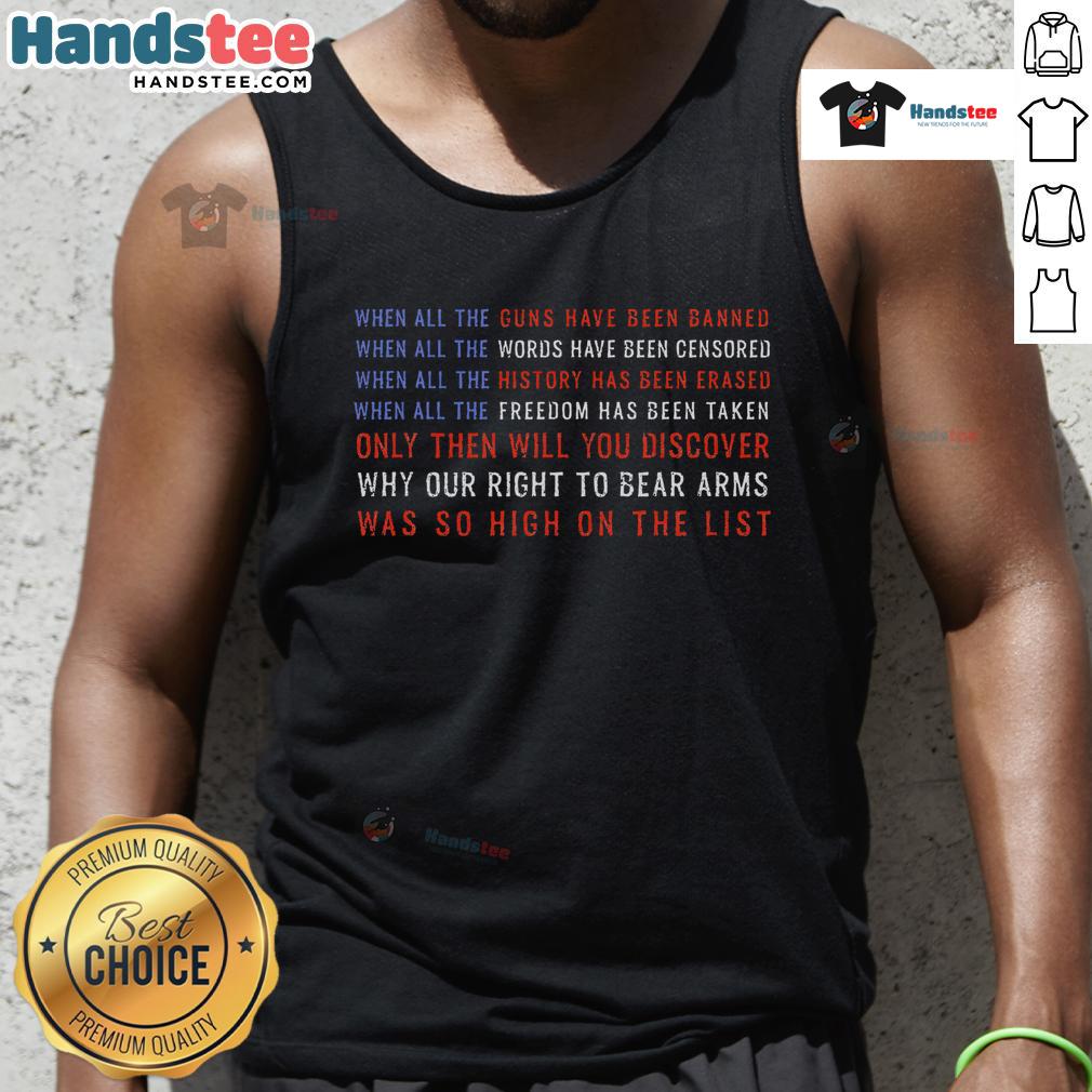 Good gun owner tank top featuring a Second Amendment freedom flag quote promoting gun rights and personal liberty.