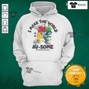 Good I Make The World Ausome Puzzle Piece Hoodie in vibrant colors, perfect for creative and positive expressions.