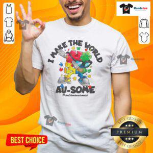 Good I Make The World Ausome Puzzle Piece T-Shirt featuring vibrant design, perfect for autism awareness and support.
