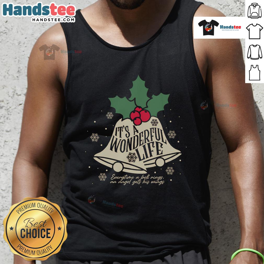 Christmas tank top featuring 'Good, It's a Wonderful Life Every Time a Bell Rings' design for festive holiday wear.