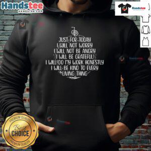 Good Just For Today Reiki Principles hoodie showcasing calming design and spiritual message for Reiki practitioners.