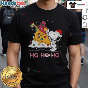 Good Kansas City Chiefs NFL Snoopy Christmas Tree Ho Ho Ho T-Shirt featuring festive design for holiday cheer.