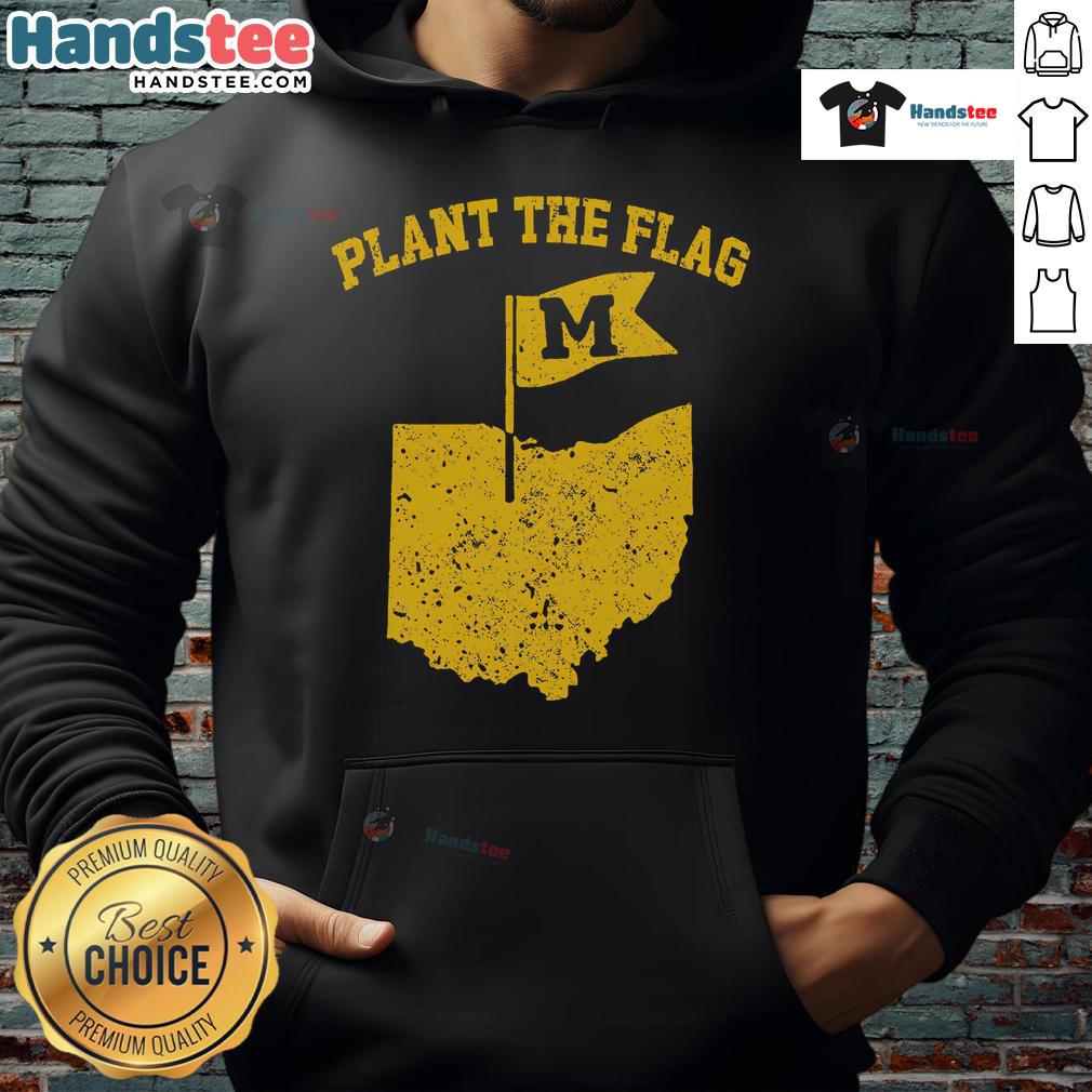 Good Michigan Plant The Flag yellow hoodie featuring a bold design, perfect for Michigan fans and outdoor enthusiasts.