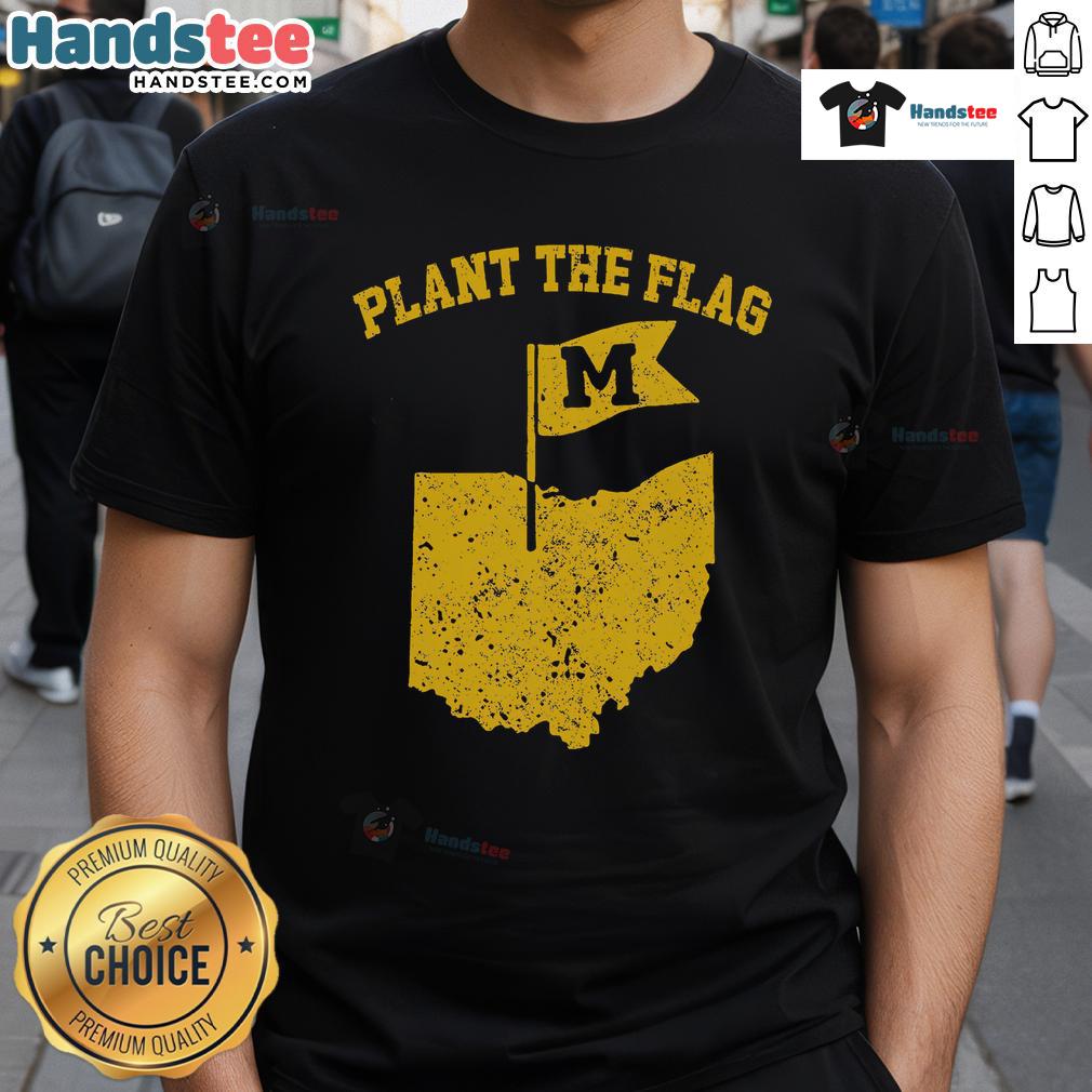 Good Michigan Plant The Flag yellow T-shirt featuring bold Michigan graphics, perfect for proud state fans and casual wear.