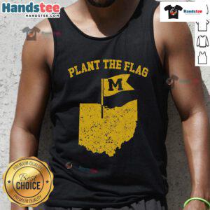Yellow Michigan tank top featuring 'Plant the Flag' design, perfect for showcasing Michigan pride in style.