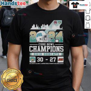 Good Ohio Bobcats Honor Cure Bowl Champs 2024 T-Shirt featuring team colors and logo, perfect for fans and supporters.