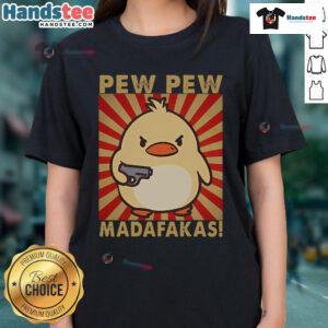 Funny meme featuring a retro duck and goose design on a ladies tee, perfect for fans of Good Pew Madafakas.