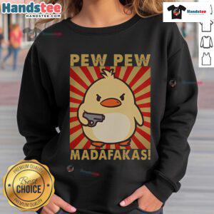 Retro sweatshirt featuring 'Good Pew Madafakas' meme with a funny duck and goose design, perfect for meme lovers.
