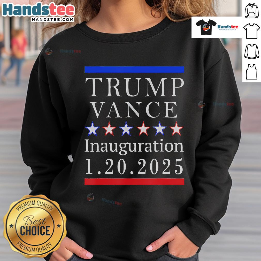 Good President Trump Vance Inauguration Day 2025 political sweatshirt featuring bold graphics and patriotic colors.