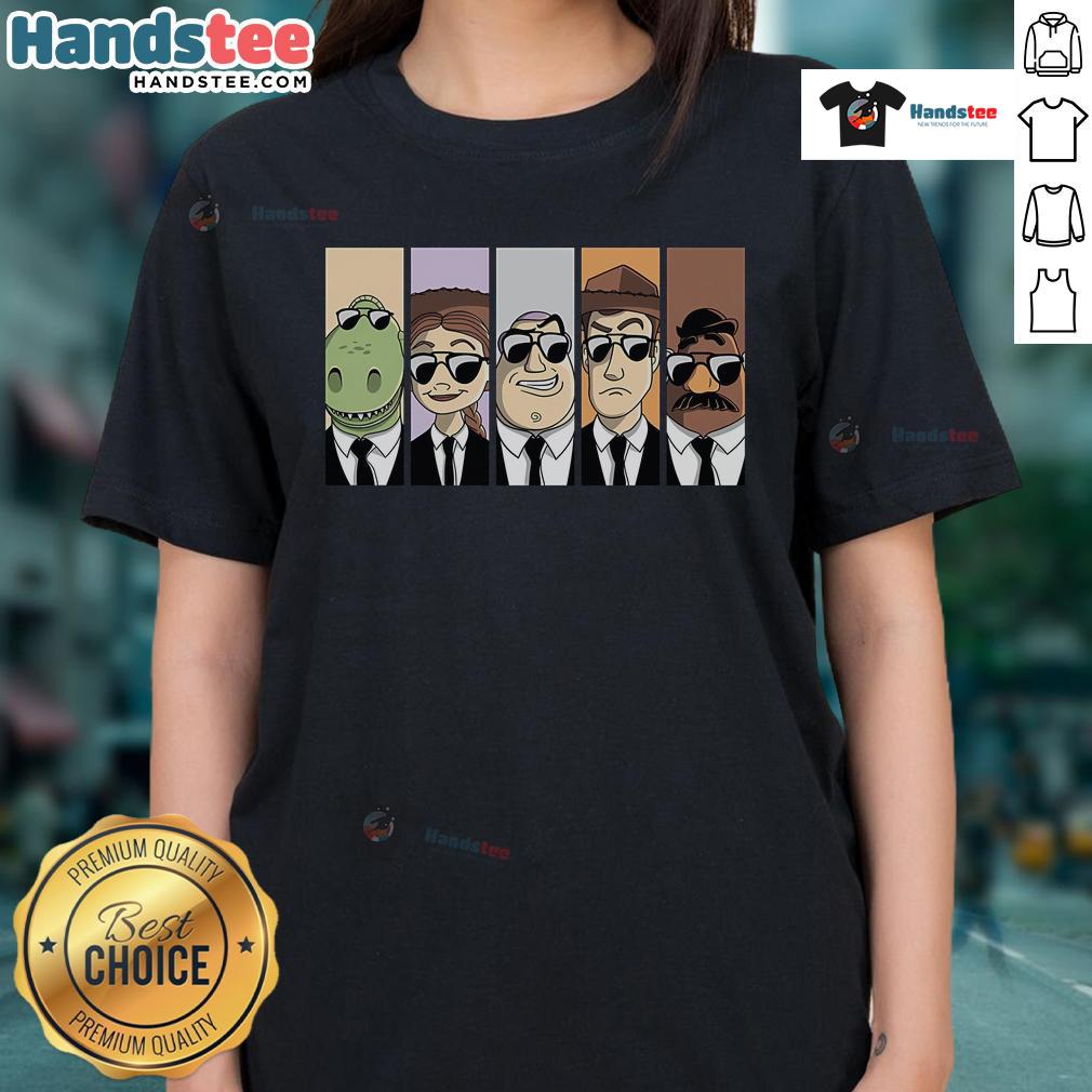 Good Reservoir Toys Story ladies tee featuring vibrant graphics and a comfortable fit, perfect for fans of the film.