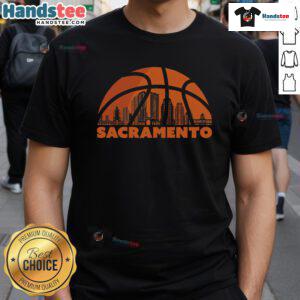Good Sacramento City Skyline California Basketball Fan T-Shirt featuring a vibrant cityscape design for sports enthusiasts.