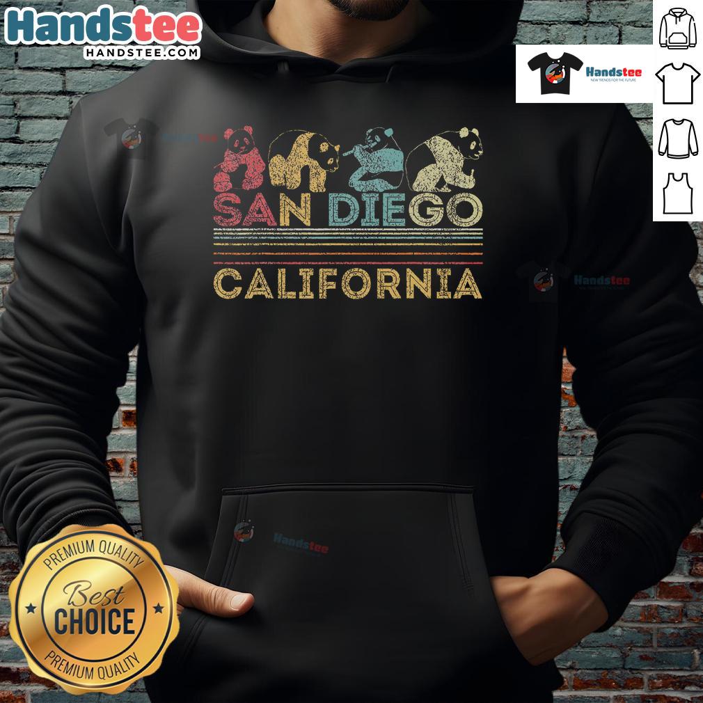 Vintage Good San Diego Retro Panda Zoo California hoodie showcasing playful panda design on a cozy garment.