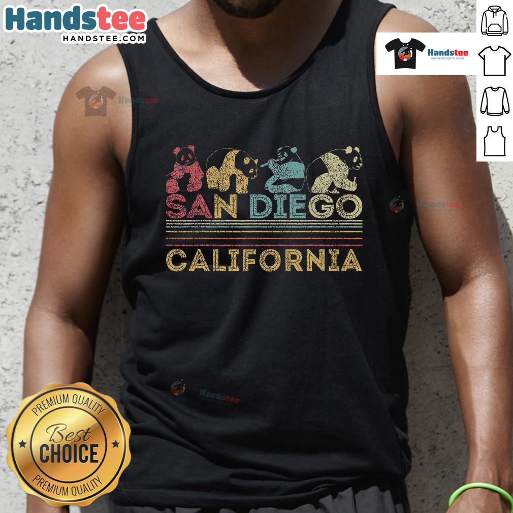 Vintage tank top featuring a retro panda design from Good San Diego Zoo, California, perfect for animal lovers and nostalgia.