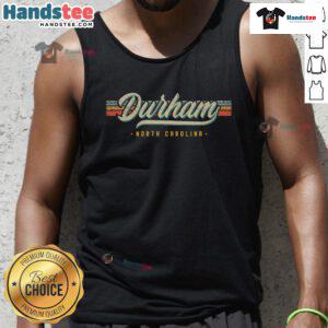 Good Sports Script Durham tank top featuring bold lettering, perfect for casual wear and sports enthusiasts.
