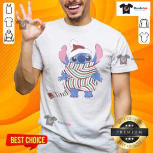 Good Stitches Santa Merry Christmas T-Shirt featuring a jolly Santa design, perfect for festive holiday celebrations.