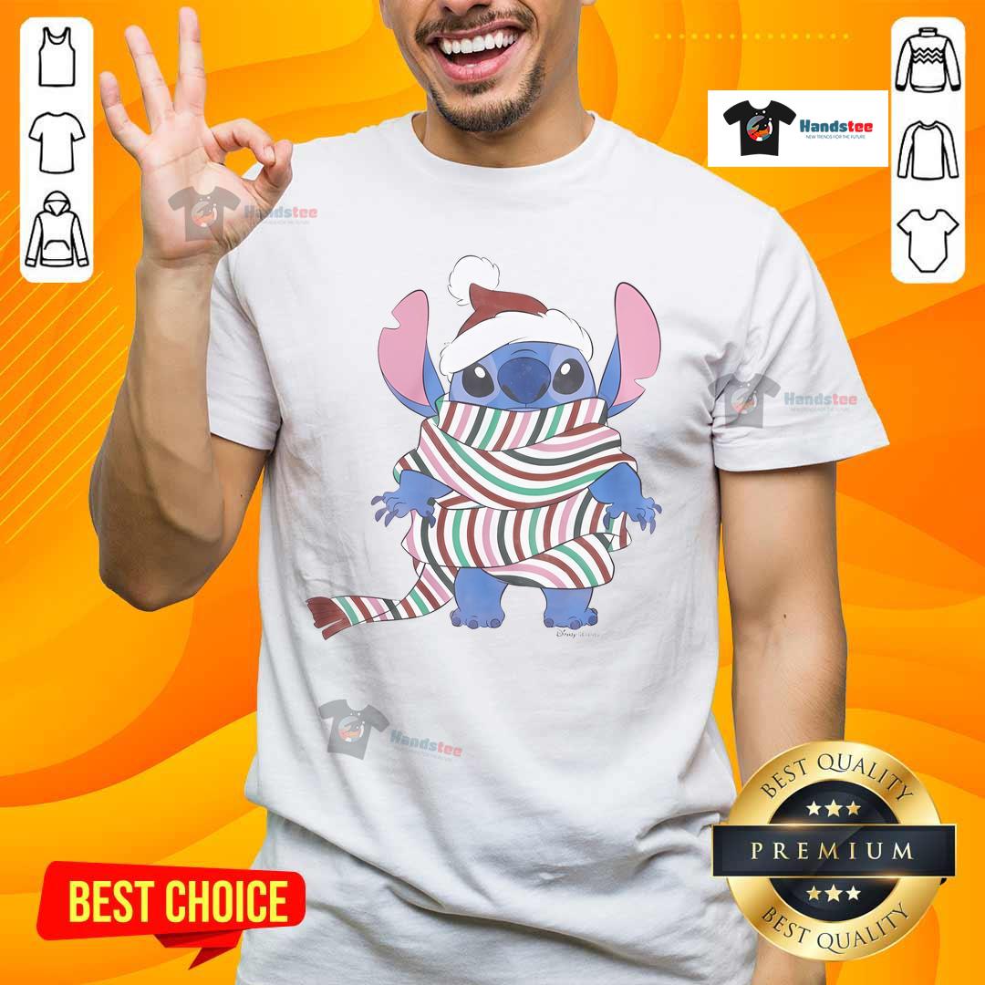 Good Stitches Santa Merry Christmas T-Shirt featuring a jolly Santa design, perfect for festive holiday celebrations.