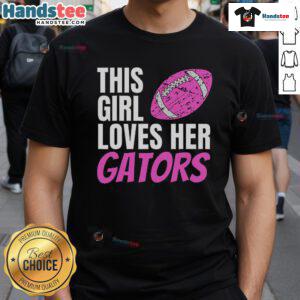 Alt Text: Good This Girl Loves Her Gators Ladies Halftime Notch T-Shirt featuring a stylish design for Gators fans.