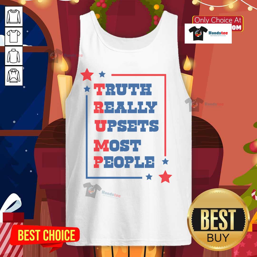 Donald Trump tank top with 'Good Trump Truth' slogan, expressing strong emotions, popular among supporters and critics alike.