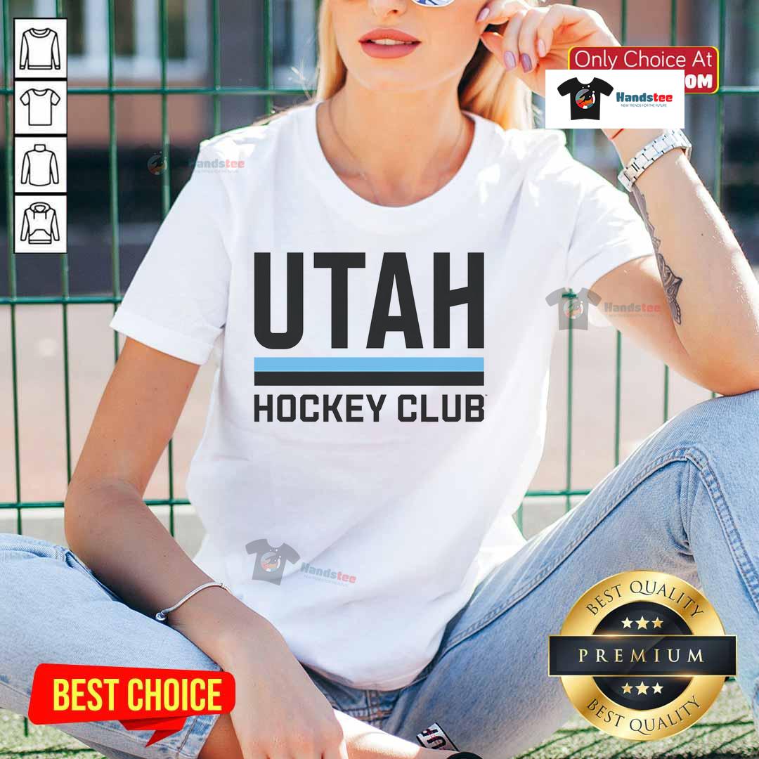 Good Utah Hockey Club bar lockup design on a stylish ladies tee, perfect for fans and casual wear.