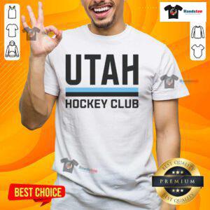 Good Utah Hockey Club Bar Lockup T-Shirt featuring a bold logo design, perfect for fans and players of Utah hockey.