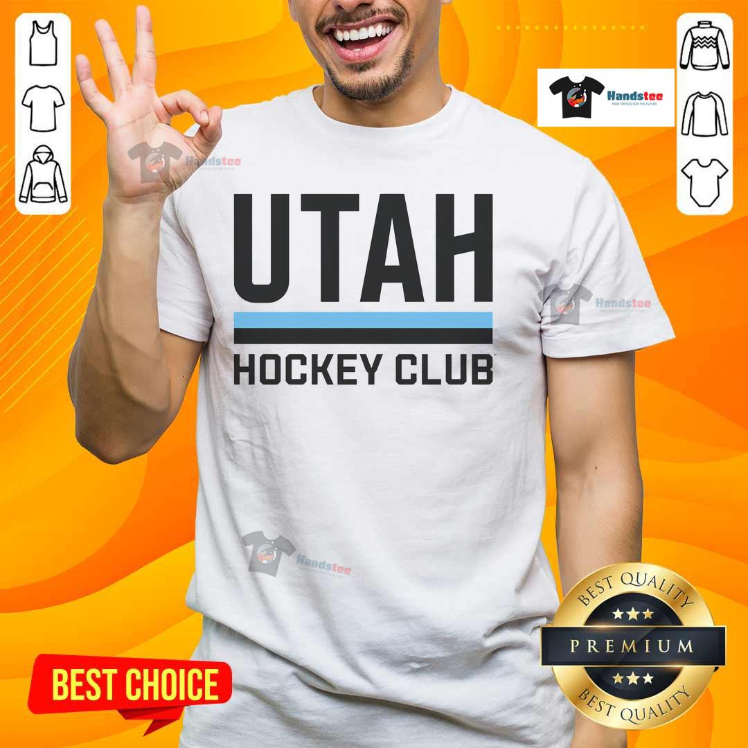 Good Utah Hockey Club Bar Lockup T-Shirt featuring a bold logo design, perfect for fans and players of Utah hockey.