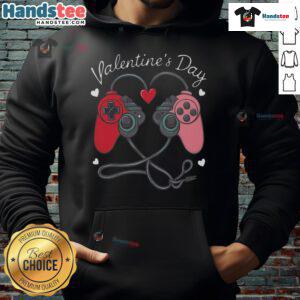 Alt Text: Good video gamer Valentine's Day hoodie with heart design and game controllers, perfect for gamers celebrating love.