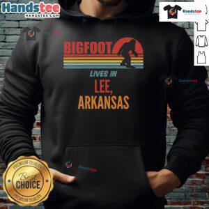Hot Bigfoot sighting in Lee, Arkansas retro hoodie design featuring a vibrant Bigfoot graphic and bold colors.