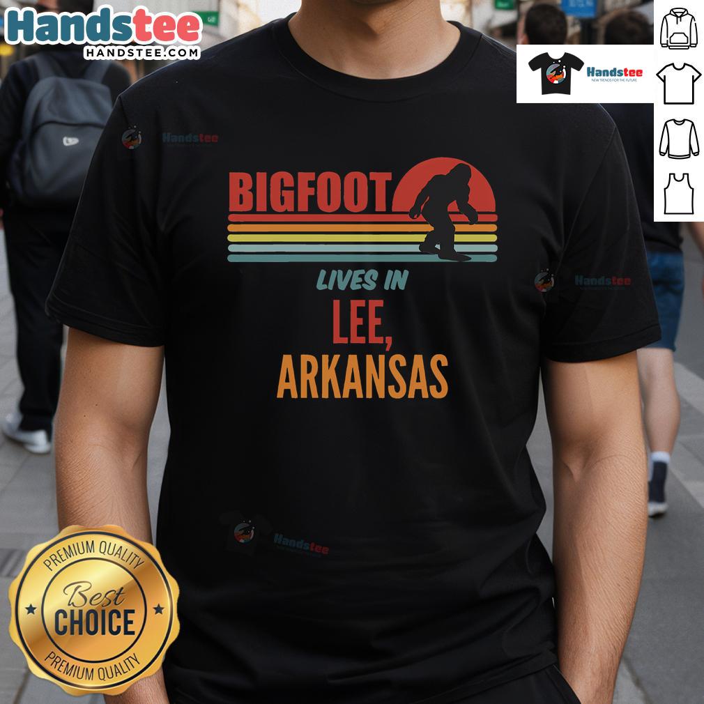 Hot Bigfoot Sighting in Lee Arkansas retro t-shirt featuring a vintage Bigfoot graphic, perfect for fans of cryptids.