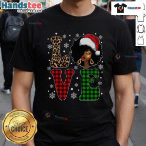 Hot Christmas Love Afro Black Santa Hat Xmas Pajama T-Shirt featuring a festive design perfect for holiday celebrations.