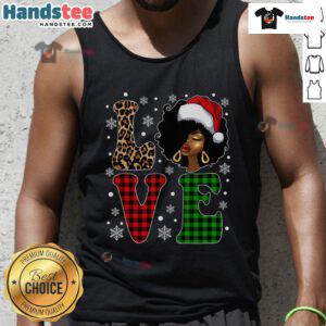 Hot Christmas Love Afro Black Santa Hat Xmas Pajama Tank Top featuring festive design and vibrant colors for holiday fun.
