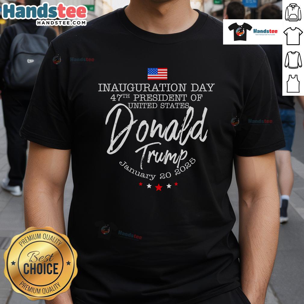 Hot Donald Trump Inauguration Day January 20 2025 T-Shirt featuring bold graphics and patriotic colors for supporters.