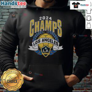 Hot LA Galaxy MLS Cup Champions hoodie showcasing vibrant team colors and logo, perfect for fans and collectors.