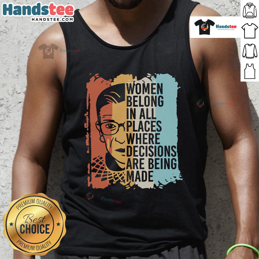 Hot RBG Ruth Bader Ginsburg feminist political tank top design featuring iconic quotes and vibrant colors for activism.