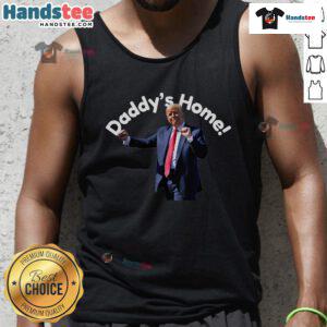 Stylish 'Hot Trump Daddy's Home' tank top featuring bold text and a trendy design, perfect for summer outings.