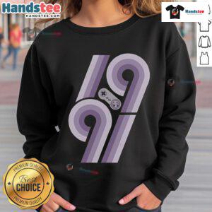 Vintage Nice 1991 Super Gamer sweatshirt featuring retro gaming graphics and bold colors, perfect for gaming enthusiasts.
