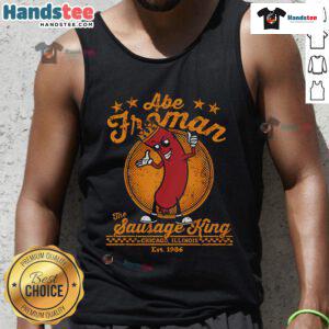 Nice Abe Froman The Sausage King Est 1986 tank top featuring bold graphic design on a stylish casual wear.