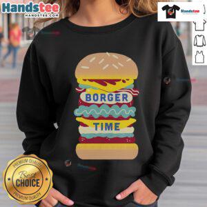 Cozy Nice Borger Time sweatshirt in vibrant colors, perfect for casual outings and showcasing your love for burgers.