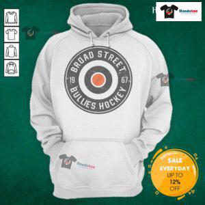 Nice Broad Street Bullies Hockey Hoodie in vibrant orange, showcasing team spirit and comfortable casual wear for fans.