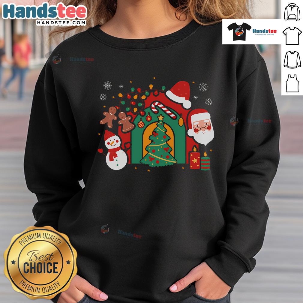 Cozy sweatshirt featuring a candy cane and holly design for a Merry Christmas and Happy Xmas Holidays celebration.