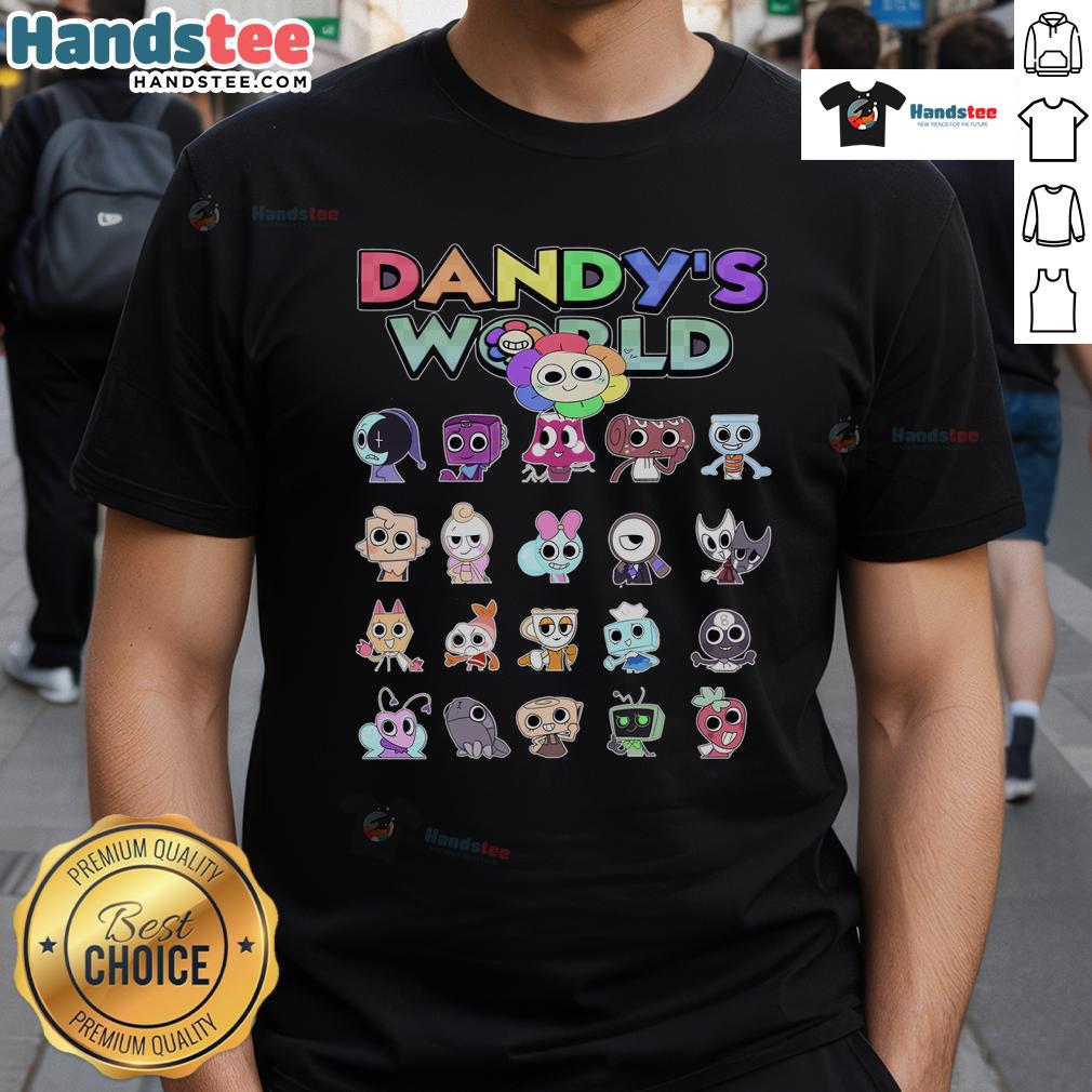 Nice Dandy's World Characters Costume T-Shirt featuring vibrant designs of beloved characters for fans and collectors.