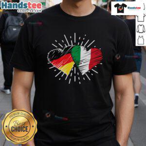 Nice Germany Italy Friendship Heart design on a German Italian T-Shirt, symbolizing unity and love between the two nations.