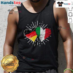 Stylish tank top featuring a heart design symbolizing German-Italian friendship, ideal for cultural celebrations.
