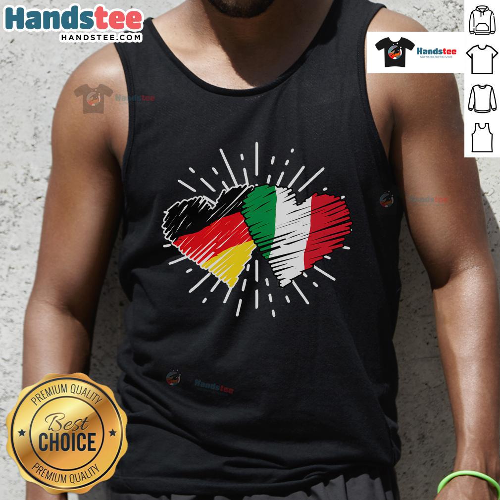 Stylish tank top featuring a heart design symbolizing German-Italian friendship, ideal for cultural celebrations.